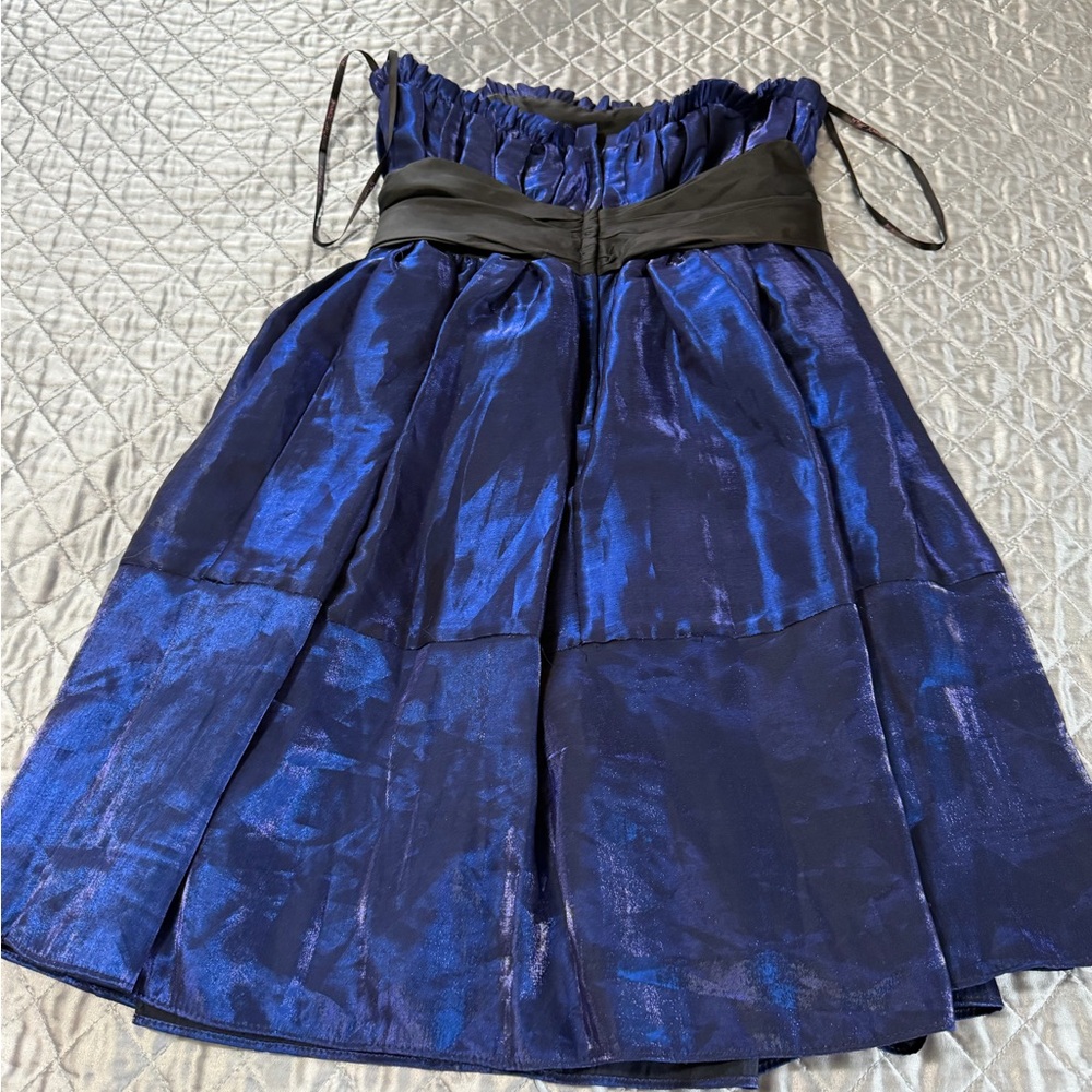 betsy Johnson dress strapless shiney blue